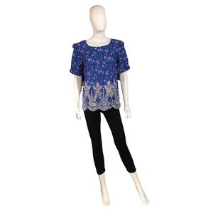 Solitaire Blue Floral Top